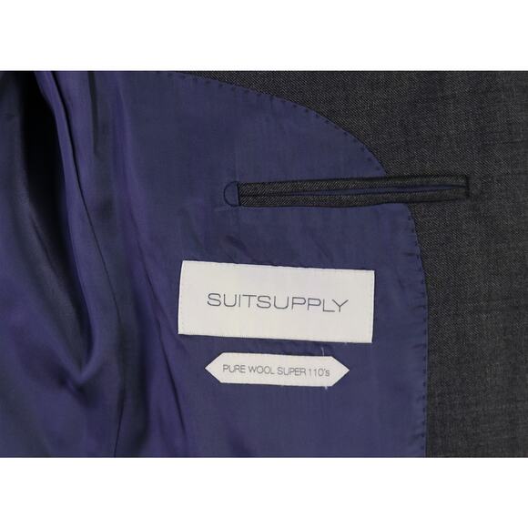 Suitsupply Napoli Solid Gray 2-Btn Super 110's Wool Blazer Jacket 36R - Picture 9 of 11